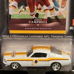 (SOLD) Redskins Ford Mustang DieCast Car NFL Gridiron Greats Upper Deck Card New